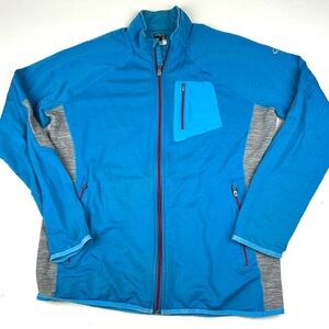Icebreaker Jacket Mens Large Blue Merino Wool GT Full Zip Thumbholes Outdoors